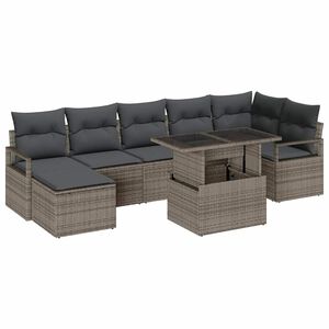 vidaXL Set de canapele pentru grădină 8 pcs Gri Rattan poli