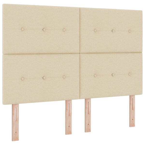 vidaXL Pat cu arcuri cu saltea cu headboard Crem 140 x 200 cm țesătură