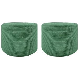 vidaXL Sfoară din bumbac 2 buc. 2 mm 100 m Verde 100% bumbac