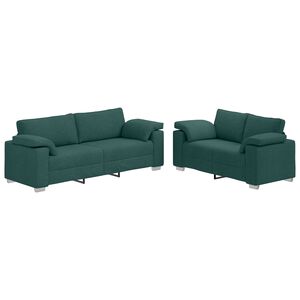 vidaXL Canapea 2 pcs Verde &icirc;nchis 219 x 80 x 82 cm țesătură