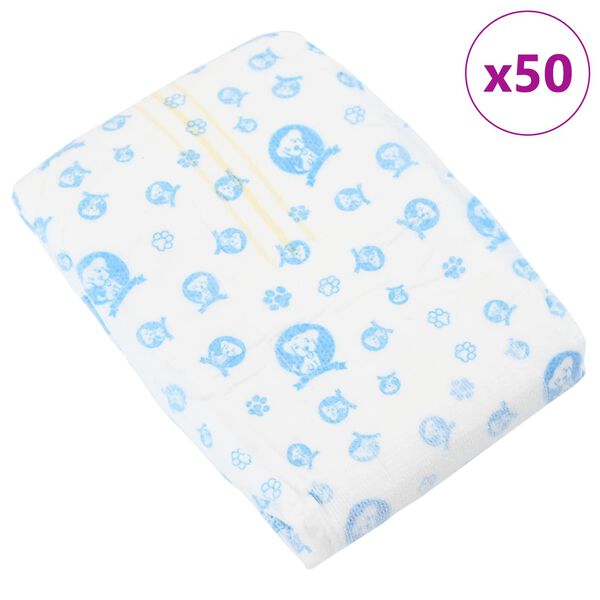 vidaXL Pampers de unică folosință pentru c&acirc;ini băieți 50 pcs Alb S
