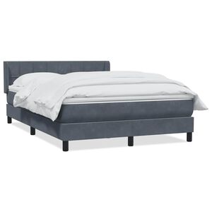 vidaXL Pat box spring cu saltea, gri &icirc;nchis, 140x220 cm, catifea