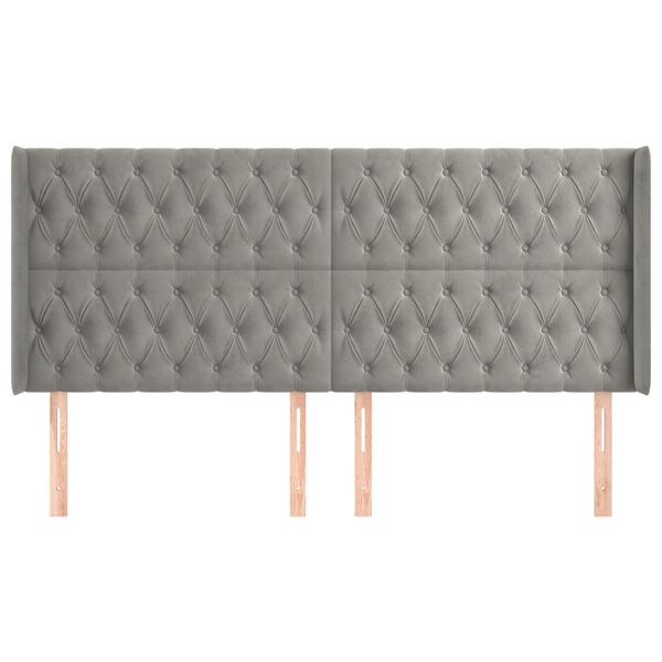 vidaXL Tăblie de pat cu aripioare gri deschis 183x16x118/128cm catifea