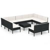 vidaXL Set mobilier de grădină cu perne, 12 piese, negru, poliratan
