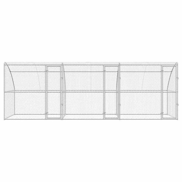 vidaXL Cușcă pentru c&acirc;ini 3 pcs Argintiu 6 x 2 x 2 m Oțel galvanizat