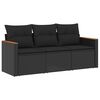 vidaXL Set mobilier de grădină cu perne, 3 piese, negru, poliratan