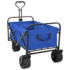 vidaXL Trolley Manevrabil Pliabil Manual albastru 89 x 63 x 96 cm