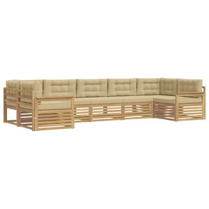 vidaXL Set de canapele de exterior 7 buc. Alb și Bej