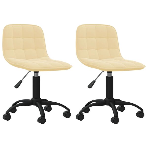 vidaXL Scaune de bucătărie pivotante, 2 buc., crem, catifea