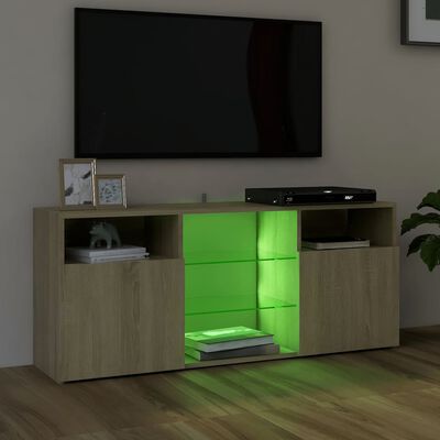 vidaXL Comodă TV cu lumini LED, stejar sonoma, 120x30x50 cm