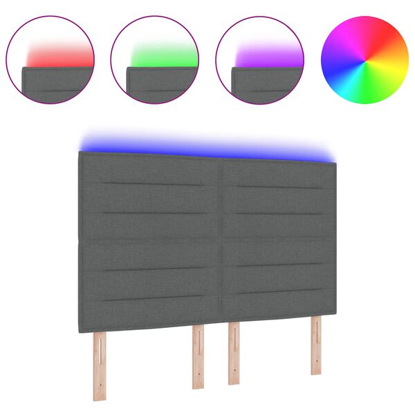 vidaXL Tăblie LED cu lumini cu bandă LED Gri &icirc;nchis 144 cm Poliester