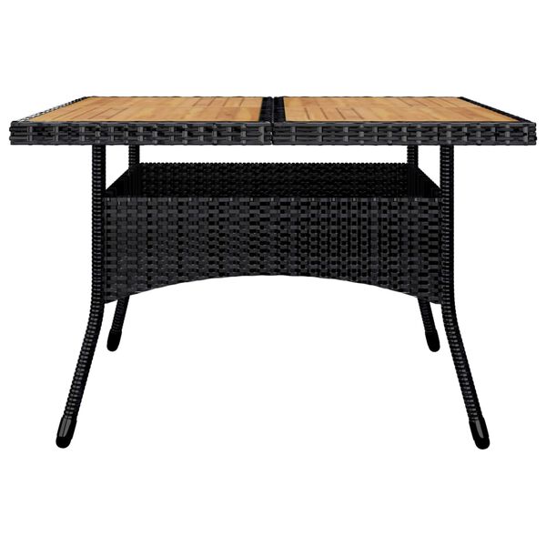 vidaXL Set mobilier grădină, 9 piese, negru, poliratan și lemn acacia