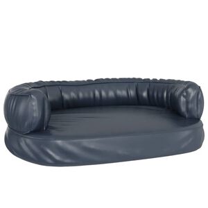 vidaXL Pat de c&acirc;ini, spumă ergonomică, albastru, 75x53 cm, piele eco