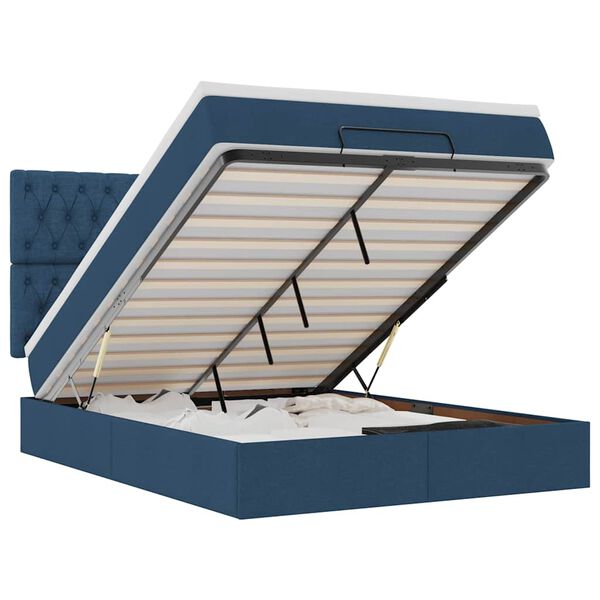 vidaXL Cadru de pat otoman cu saltea țesătură albastră 140x190cm