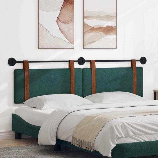 vidaXL Cap de pat suspendat Verde &icirc;nchis 170 x 55 x 5 cm PU antic