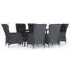 vidaXL Set mobilier de grădină, 7 piese, gri &icirc;nchis, poliratan