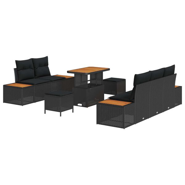 vidaXL Set de canapele pentru grădină cu pernă cu pernă 8 pcs Negru