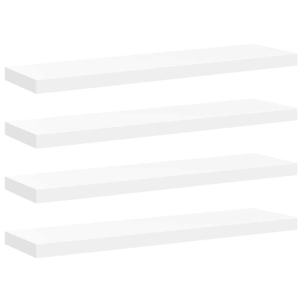 vidaXL Rafturi de perete suspendate, 4 buc., alb, 90x23,5x3,8 cm, MDF