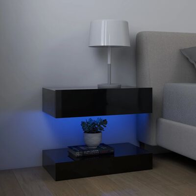 vidaXL Comodă TV cu lumini LED, negru extralucios, 60x35 cm