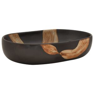 vidaXL Lavoar de blat, negru, 59x40x14 cm, ceramică, oval