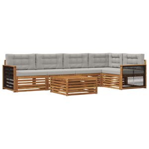 vidaXL Set de canapele de exterior 6 pcs Natural și gri deschis