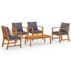 vidaXL Set mobilier de grădină cu perne, 5 piese, lemn masiv acacia