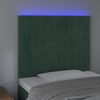 vidaXL Tăblie de pat cu LED, verde &icirc;nchis, 100x5x118/128 cm, catifea