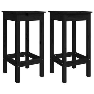 vidaXL Scaune de bar, 2 buc., negru, 40x40x78 cm, lemn masiv pin