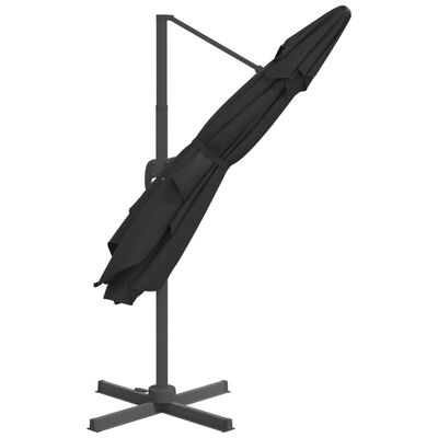 vidaXL Umbrelă în consolă, stâlp din aluminiu, negru, 300x300 cm