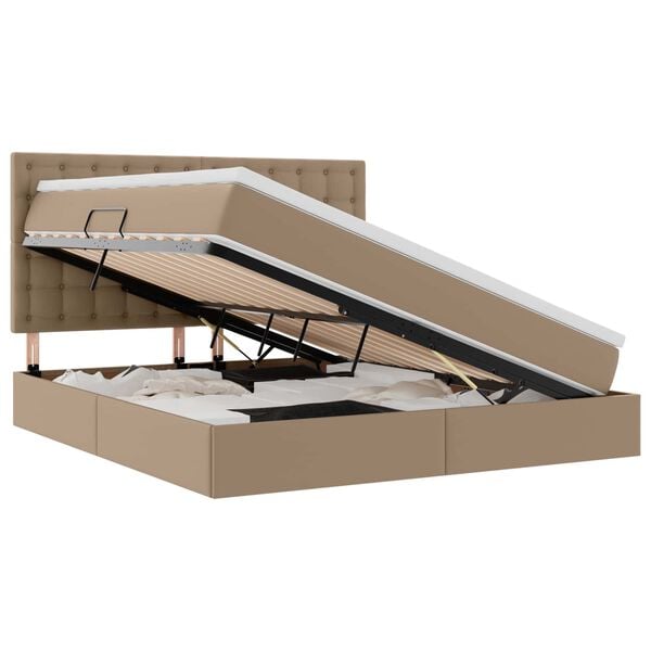 vidaXL Pat cu saltea și LED Cappuccino 180 x 200 cm Piele artificială