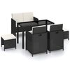 vidaXL Set mobilier de exterior cu perne, 6 piese, negru, poliratan