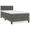 vidaXL Pat box spring cu saltea, gri &icirc;nchis, 80x200 cm, catifea