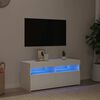 vidaXL Comodă TV cu lumini LED, alb, 90x35x40 cm