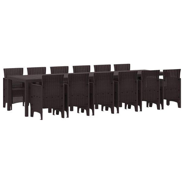 vidaXL Set de masă pentru grădină 13 pcs Maro Ratan Polt
