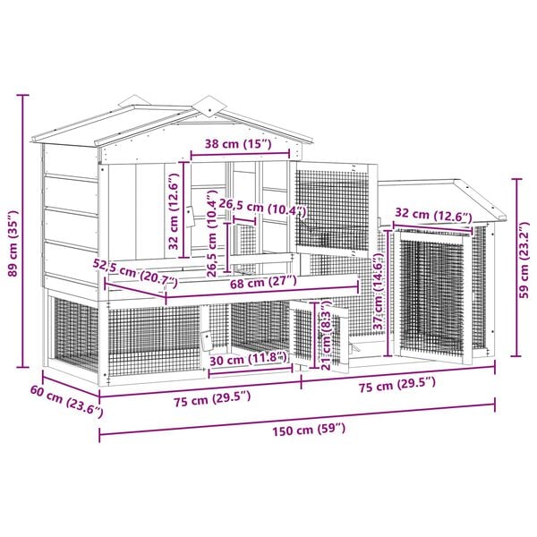 vidaXL Căsuță pentru pui 2 pcs Maro Lemn de pin masiv