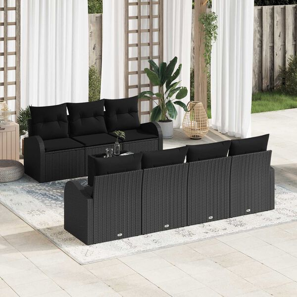 vidaXL Set de canapele pentru grădină Negru 55 x 55 x 37 cm poliratan