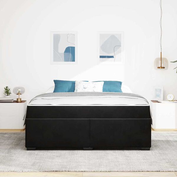 vidaXL Cadru de pat cu saltea Negru 180 x 200 cm țesătură