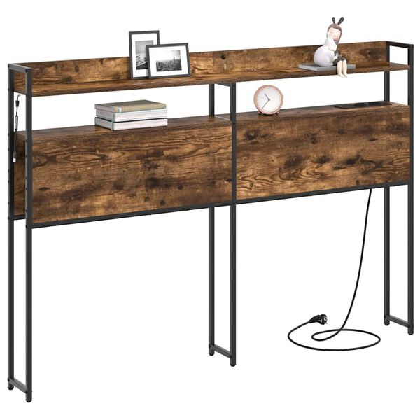 vidaXL Tăblie de depozitare cu raft Stejar afumat 135 cm Lemn compozit