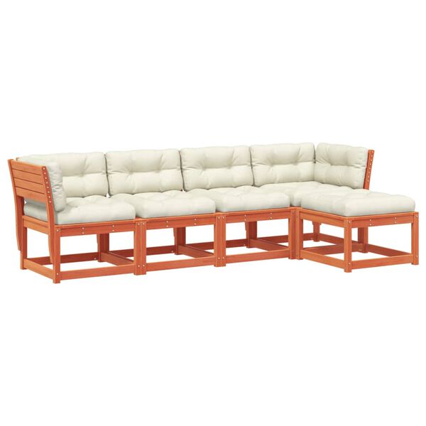 vidaXL Set mobilier de grădină cu perne, 5 piese, lemn masiv de pin