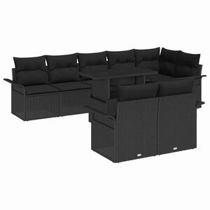vidaXL Set de canapele pentru grădină cu pernă 9 pcs Negru Rattan poli