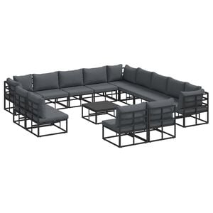vidaXL Set de canapele pentru grădină 14 buc. Negru Aluminiu