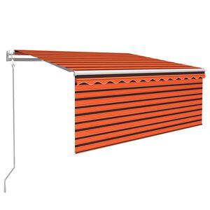 vidaXL Copertină automat stor, senzor v&acirc;nt LED portocaliu&maro3,5x2,5m