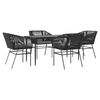 vidaXL Set de sufragerie de grădină 5 piese neagră Sticlă Poly Rattan