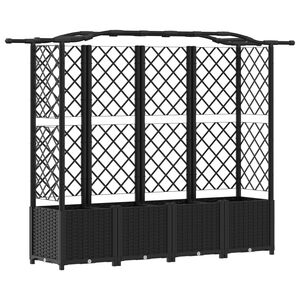 vidaXL Pat Ridicat cu Trellis și Acoperiș Negru 204 x 40 x 141 cm PP