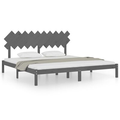 vidaXL Cadru de pat, gri, 200x200 cm, lemn masiv