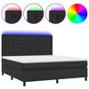 vidaXL Pat cu arcuri, saltea și LED, negru, 160x200cm, piele ecologică