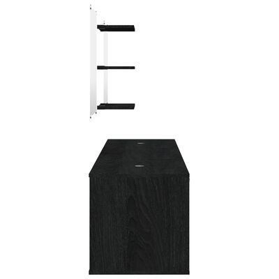 vidaXL Set mobilier de baie, 6 piese, negru, lemn prelucrat