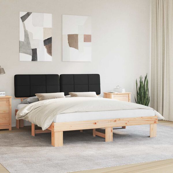 vidaXL Cadru de pat cu tăblie tapițată cu headboard Negru 200 x 200 cm