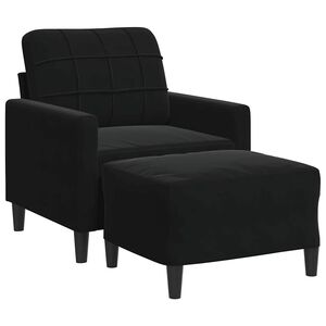 vidaXL Fotoliu canapea cu taburet, negru, 60 cm, catifea