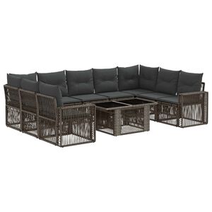 vidaXL Set de canapele pentru grădină 10 buc. Gri și gri &icirc;nchis